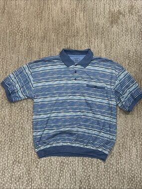 Safe Harbor Light Blue Striped Polo Shirt (400)